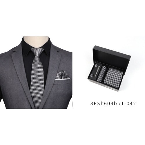 Men's Black And Ash Mix Color Tie Set