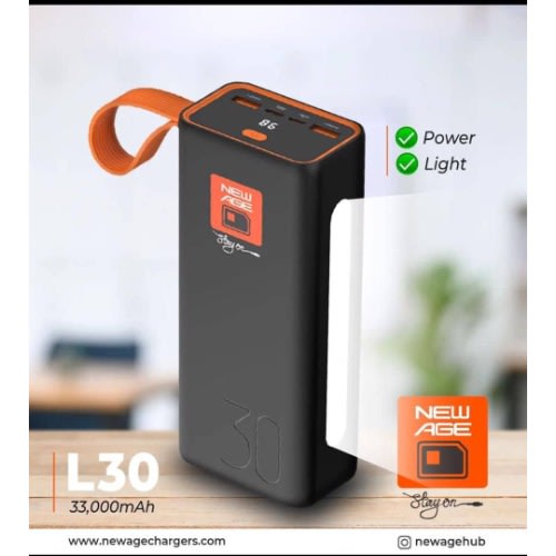 New Age Power & Flash Light Powerbank - 33000mAh