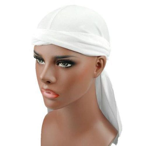 2pcs - White Velvet Durags - Soft Velvet Fabric For 360 Waves -