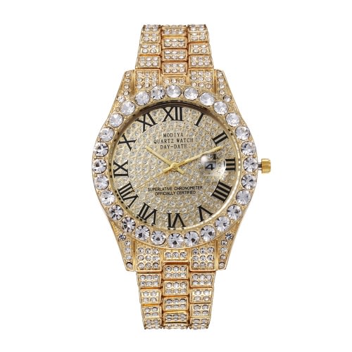 Rhinestone Stainless Steel Watch- Gold