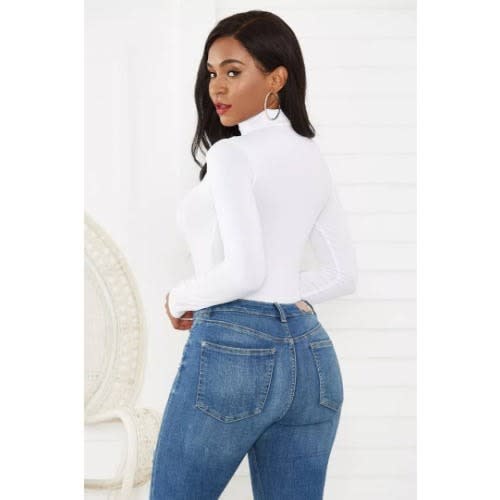 Long Sleeve Turtleneck Bodysuit - White