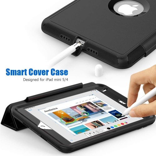 Slim Full-body Shockproof Defender Smart Case With Apple Pencil Holder For iPad Mini 4/5