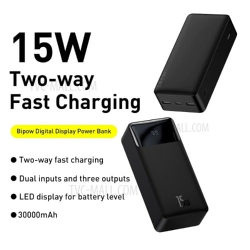 Baseus Digital Display Power Bank - 30000mah - 15w - Black
