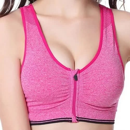 Zip Front Underwear Brassiere Vest - Pink