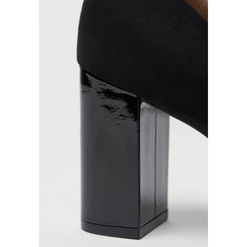 Block Heeled Pumps - Black