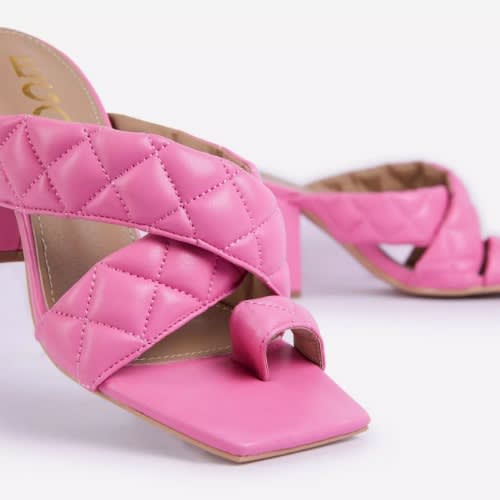 Sugar High Quilted Block Heel Mule - Pink