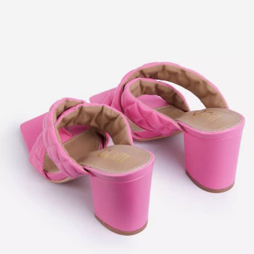 Sugar High Quilted Block Heel Mule - Pink