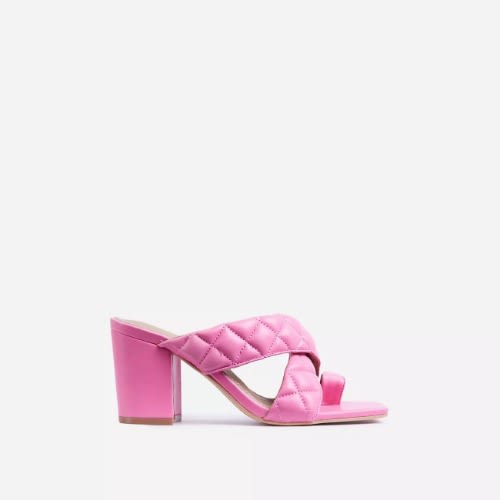 Sugar High Quilted Block Heel Mule - Pink