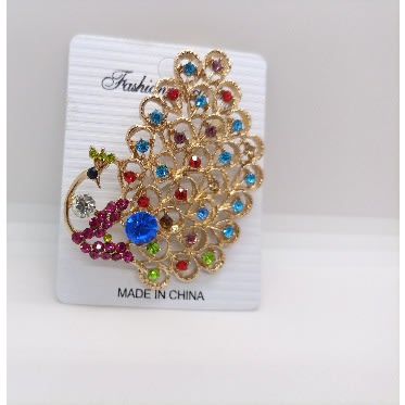 Gemstone Multicolored Peacock Brooch