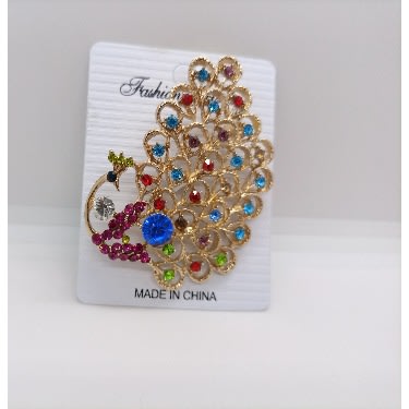 Gemstone Multicolored Peacock Brooch