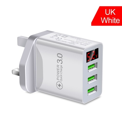 5v 3a Charger Head With Digital Display - White - Uk Plug