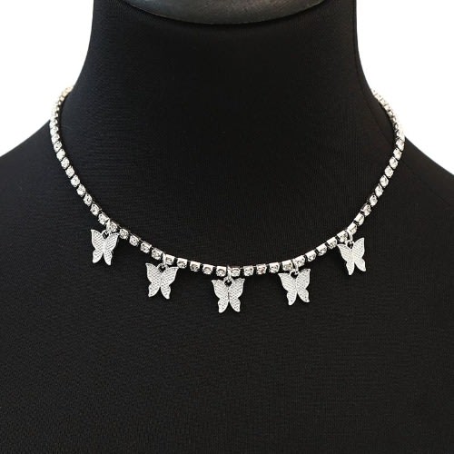 Butterfly Choker Necklace- Silver