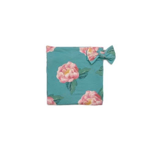 Baby Girl Swaddle And Bow  Headband - 2 Piece  Set