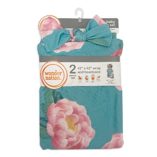 Baby Girl Swaddle And Bow  Headband - 2 Piece  Set