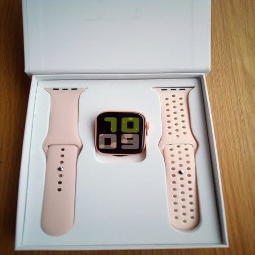 T55 Smart Watch Iwo 13 Series 5 With Magnetic Charging, Calling Health Function & 2 Straps -  Gold