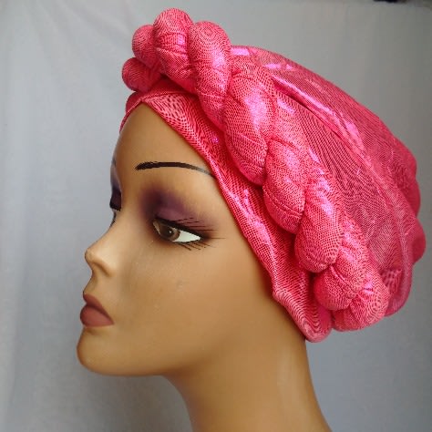 Plain Stylish Twist Design Turban Cap - Pink