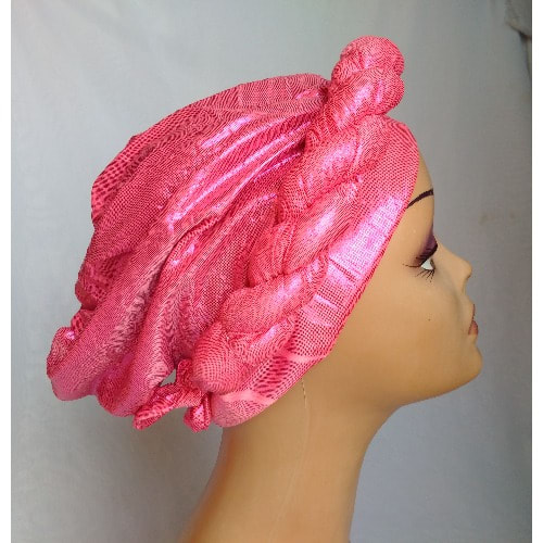 Plain Stylish Twist Design Turban Cap - Pink