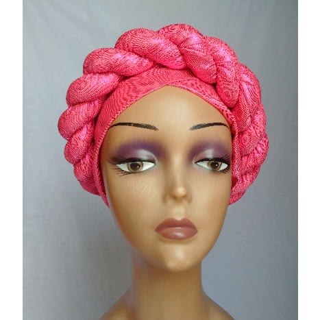 Plain Stylish Twist Design Turban Cap - Pink