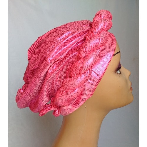 Plain Stylish Twist Design Turban Cap - Pink
