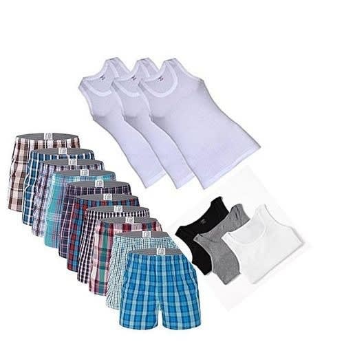 Men's Underwear - Boxers & Singlets - 12Pcs