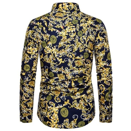 Men's Printed Long Sleeve Slim Fit Shirt