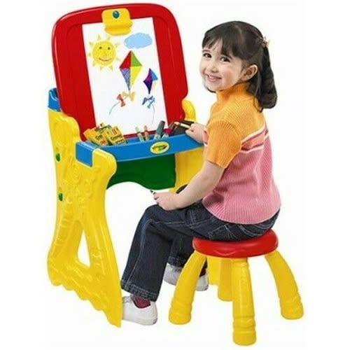 Crayola Play 'n Fold 2-in-1 Art Studio Easel Desk With Stool & Storage