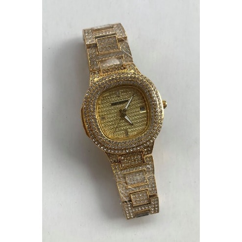 Women's Iced Stones Wrist Watch - Gold