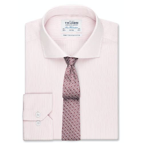 Fitted Pink Fine Stripe Dual Cuff Shirt