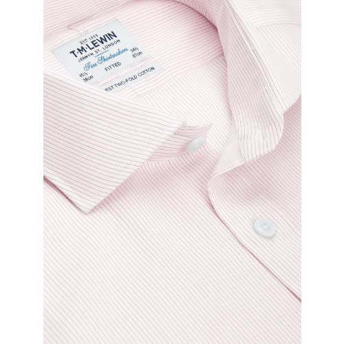 Fitted Pink Fine Stripe Dual Cuff Shirt