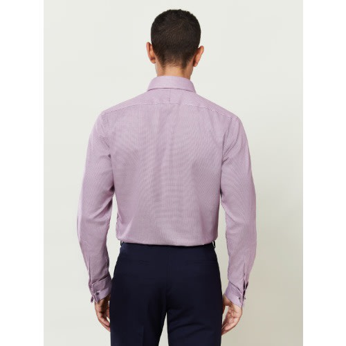 Slim Fit Burgundy Micro Dogtooth Shirt – Double Cuff