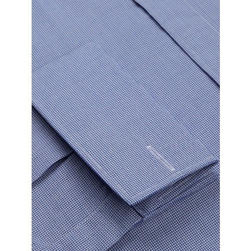 Fitted Navy Fine Check Shirt – Double Cuff