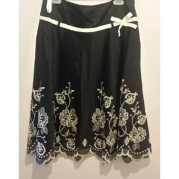 Next occasion Black Cotton A- Line Skirt with Silver Embroidery