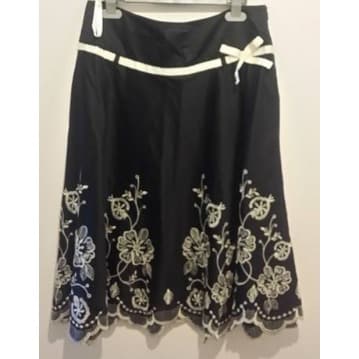 Next occasion Black Cotton A- Line Skirt with Silver Embroidery