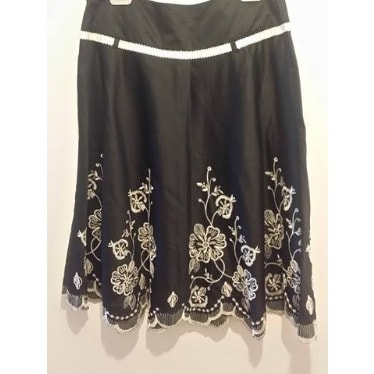 Next occasion Black Cotton A- Line Skirt with Silver Embroidery