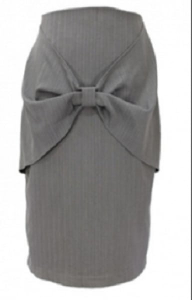 Grey Bow Accent Pencil Skirt