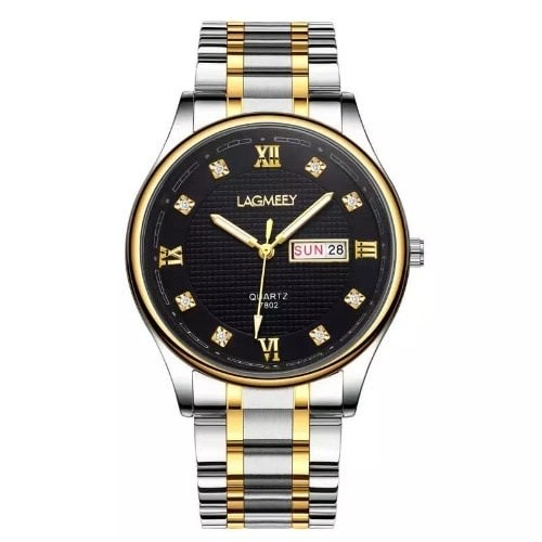 Unisex Date Wrist Watch - Gold & Silver