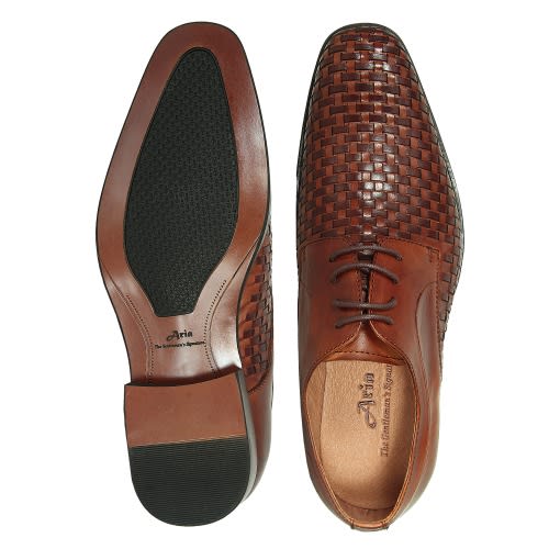 Men’s Smartly Matted Patterned Lace Up Shoe-brown. Msh-4715