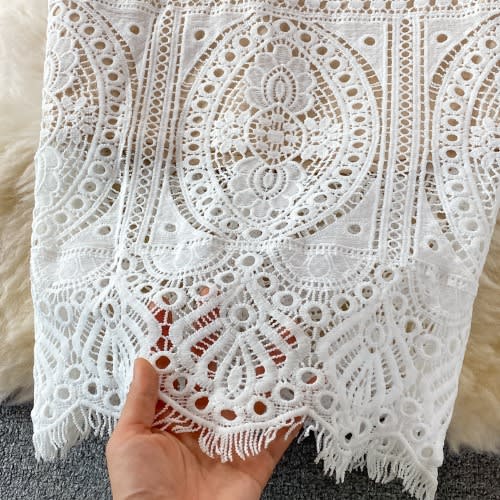 Crotchet Textured Dress - White