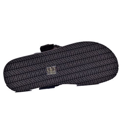 Brown Cross Leather Weave Slippers