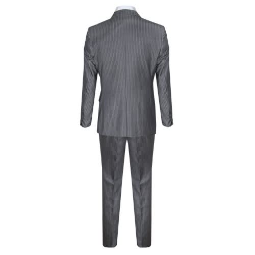 2 Buttons Men Striped Pin Lapel Stylish Regular Size Suit - Ash. Ms-4780