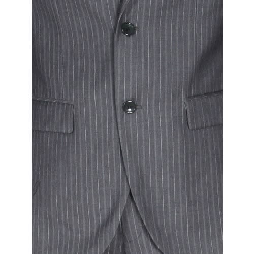 2 Buttons Men Striped Pin Lapel Stylish Regular Size Suit - Ash. Ms-4780