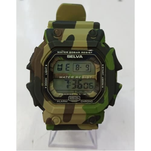 Men Digital Wristwatch-Army Green