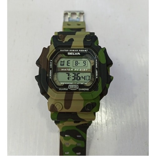 Men Digital Wristwatch-Army Green