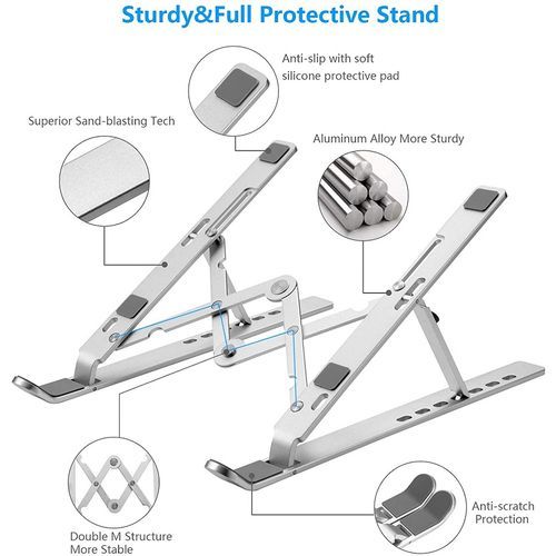 Aluminium Laptop Holder Riser Computer Stand (silver)