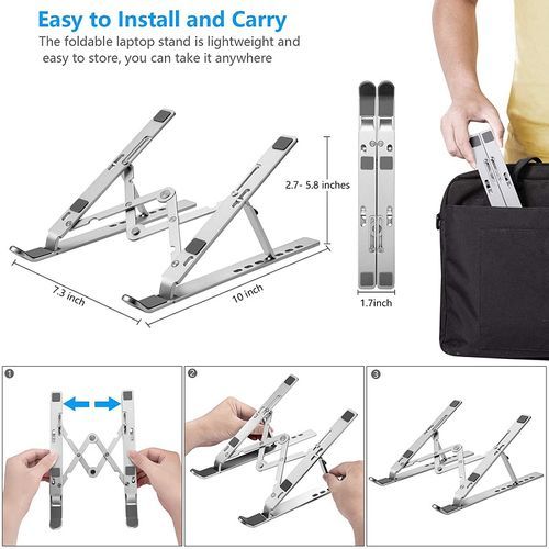 Aluminium Laptop Holder Riser Computer Stand (silver)