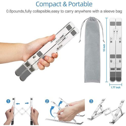 Aluminium Laptop Holder Riser Computer Stand (silver)
