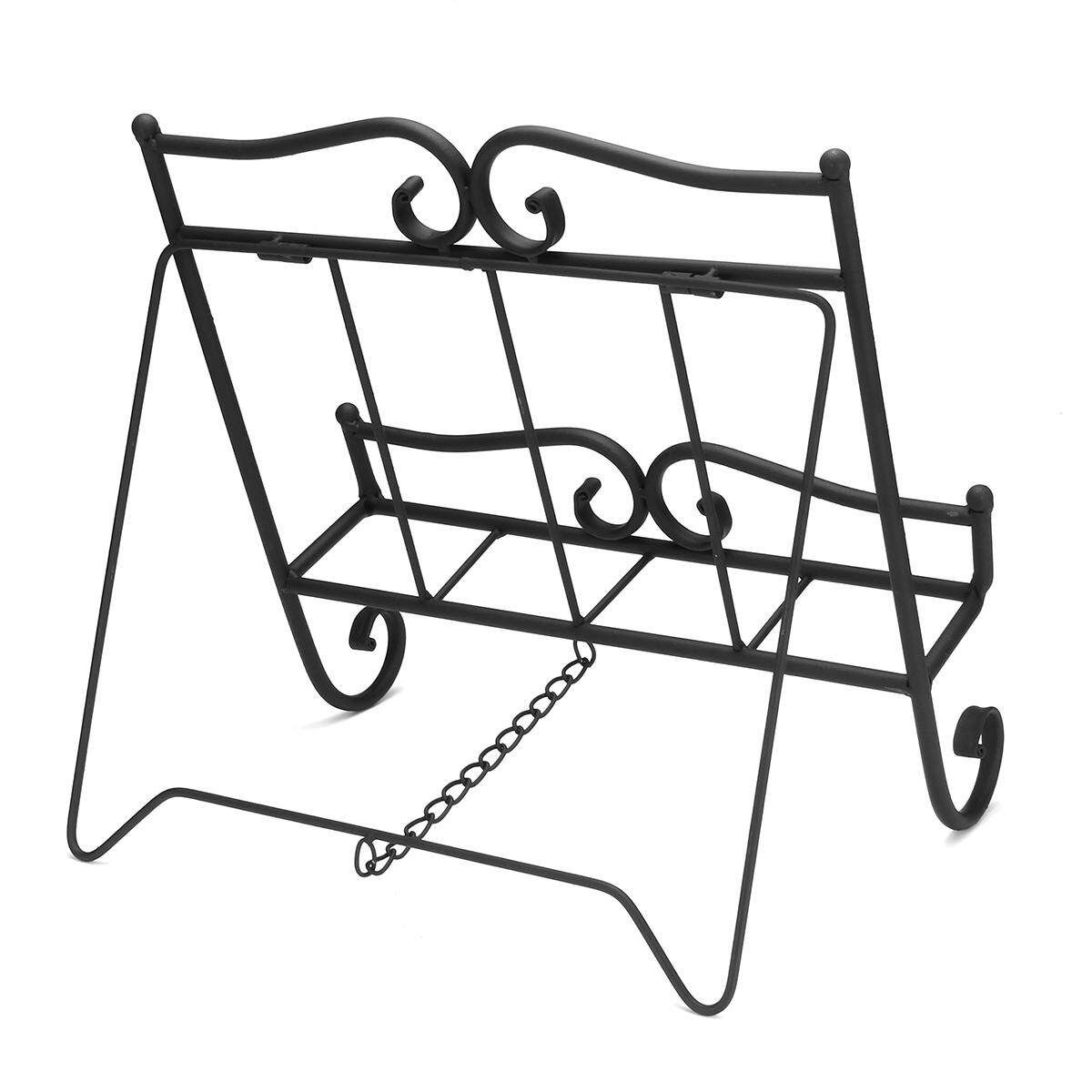 Country Iron Scroll Recipe Holder Book Stand With Metal Weights 36.5cm(W) Black Black
