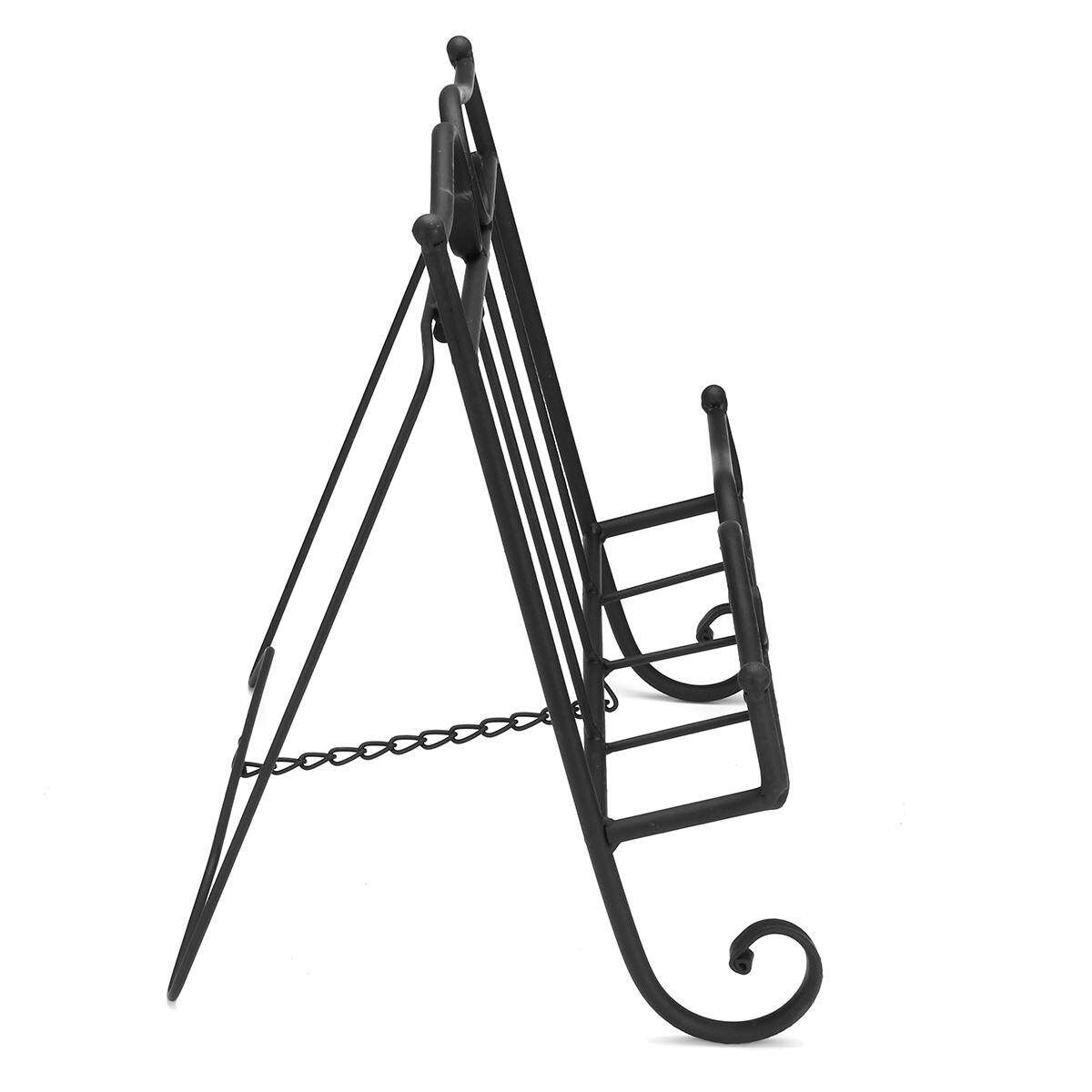 Country Iron Scroll Recipe Holder Book Stand With Metal Weights 36.5cm(W) Black Black