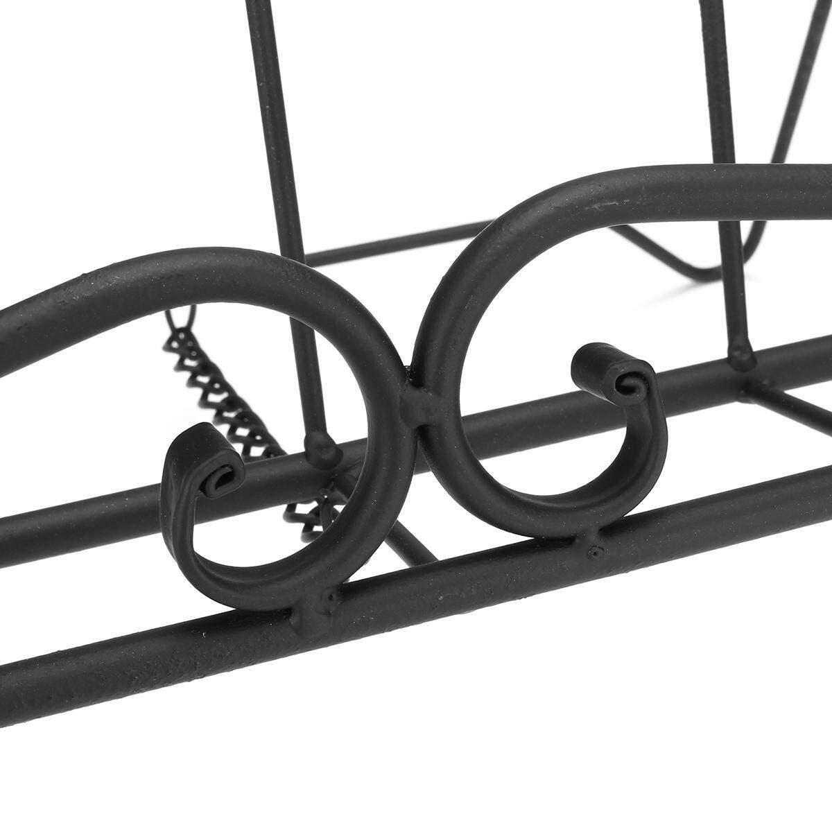 Country Iron Scroll Recipe Holder Book Stand With Metal Weights 36.5cm(W) Black Black