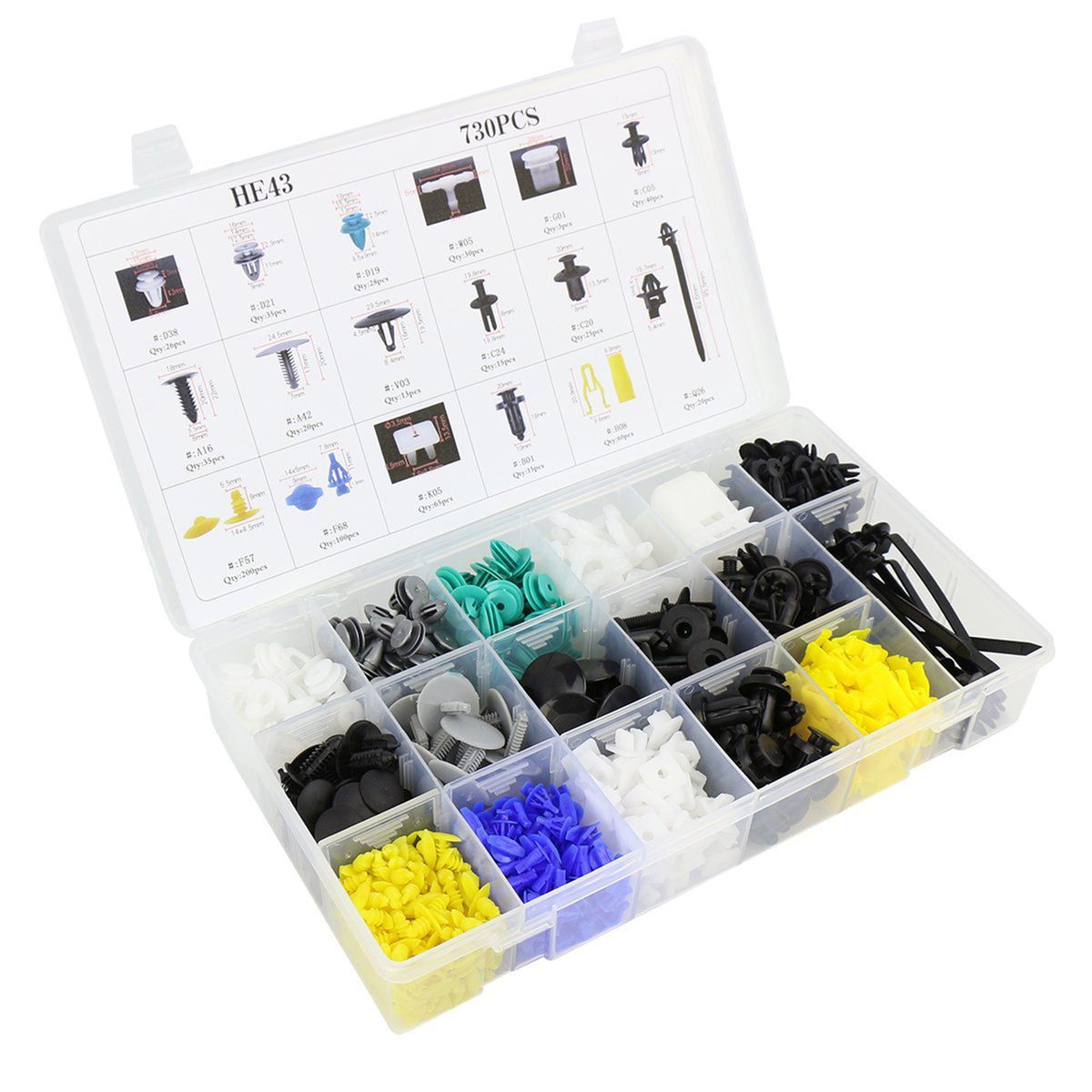 730Pcs Bumper Retainer Clips Kit Car Fastener Rivet